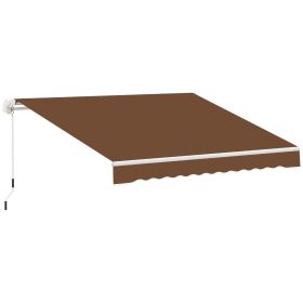 Outsunny 10' x 8' Manual Retractable Awning Sun Shade Shelter for Patio Deck Yard with UV Protection and Easy Crank Opening, Coffee
