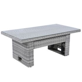 Outdoor Furniture Set Patio Rattan Furniture Set with an Adjustable Table, Recliners with Extendable Side Tables, and Two Ottomans For Patio, Law