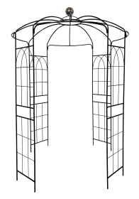 Metal Garden Arch Iron Garden Arbors Gazebo Dia 81.3'' x 114.2'' High Birdcage Shape Pergola Pavilion for Wedding Ceremony Cream White