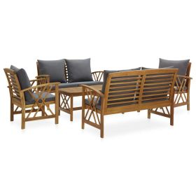 5 Piece Patio Lounge Set with Cushions Solid Acacia Wood