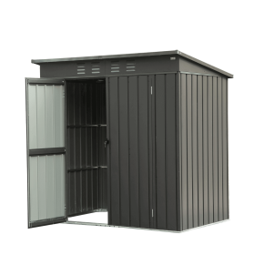 Backyard Storage Shed with Sloping Roof Galvanized Steel Frame Outdoor Garden Shed Metal Utility Tool Storage Room with Latches and Lockable Door