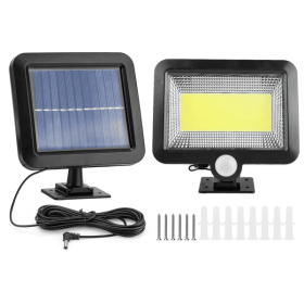 Solar Powered Wall Lights Outdoor LED Beads Motion Sensor Lamp (Color: Black)