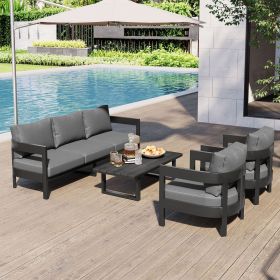 U_STYLE High-Quality Outdoor Seating Set with Thick Cushions for Ultimate Comfort, Perfect for Lawns, Patios, and Poolside (Color: as Pic)